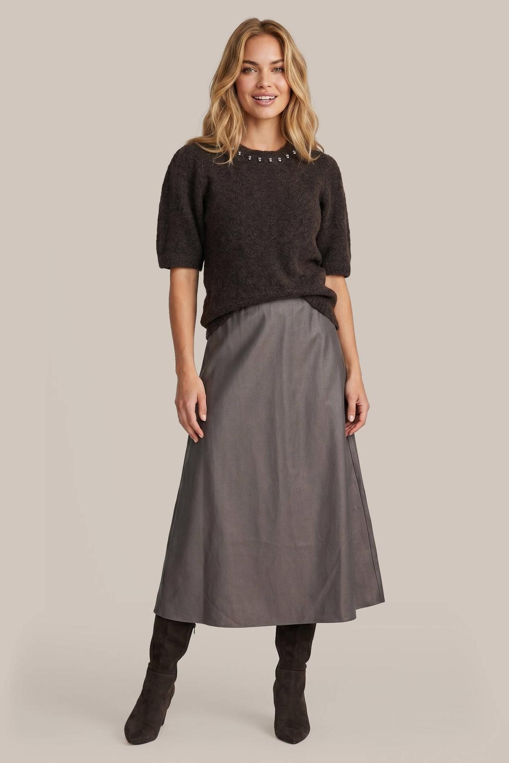 G-maxx A-lijn midi rok - taupe