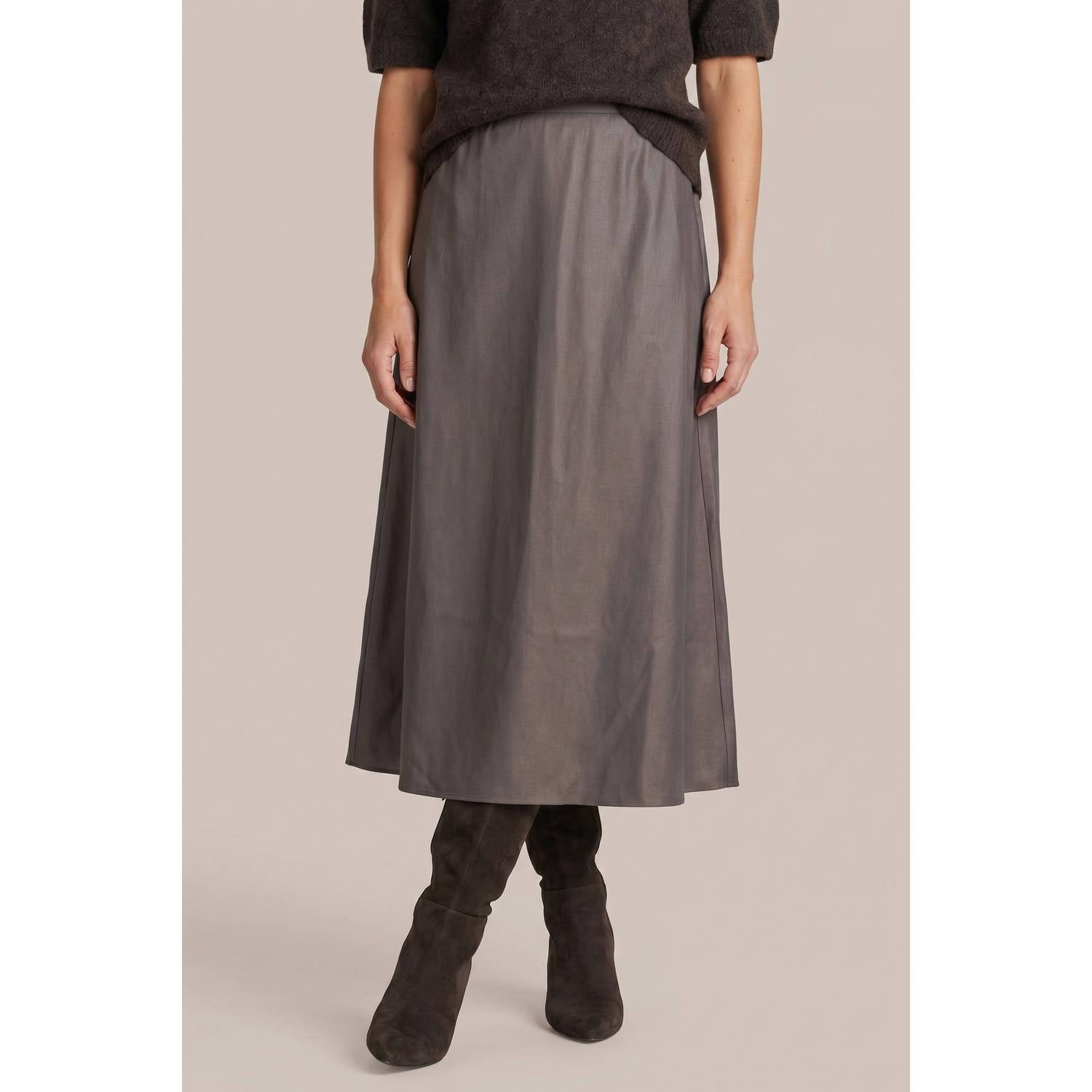 G-maxx A-lijn midi rok taupe