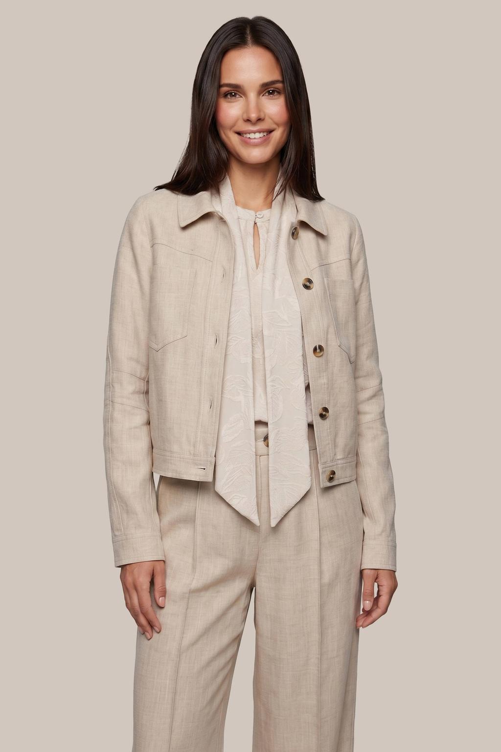 Beige dames G-maxx jas van polyester met effen en lange mouwen