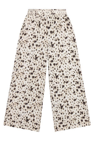 viscose loose fit broek met tekst - beige