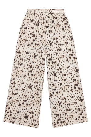 viscose loose fit broek met tekst - beige