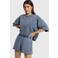 Alix the Label katoenen cropped trui met tekst - donkerblauw