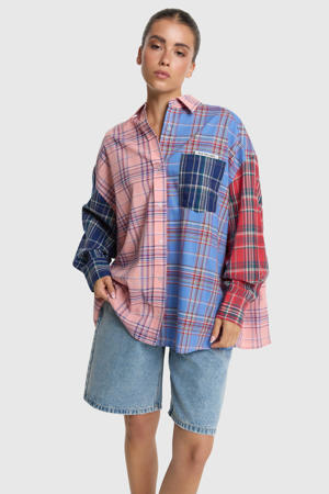 oversized geruite blouse - meerkleurig