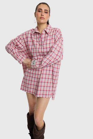 geruite blousejurk - roze