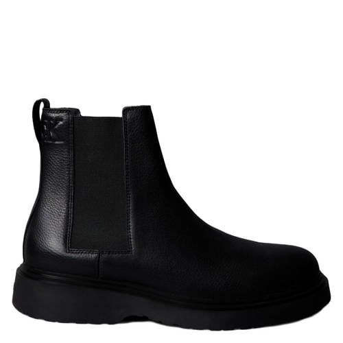 Calvin Klein leren chelsea boots met profielzool zwart