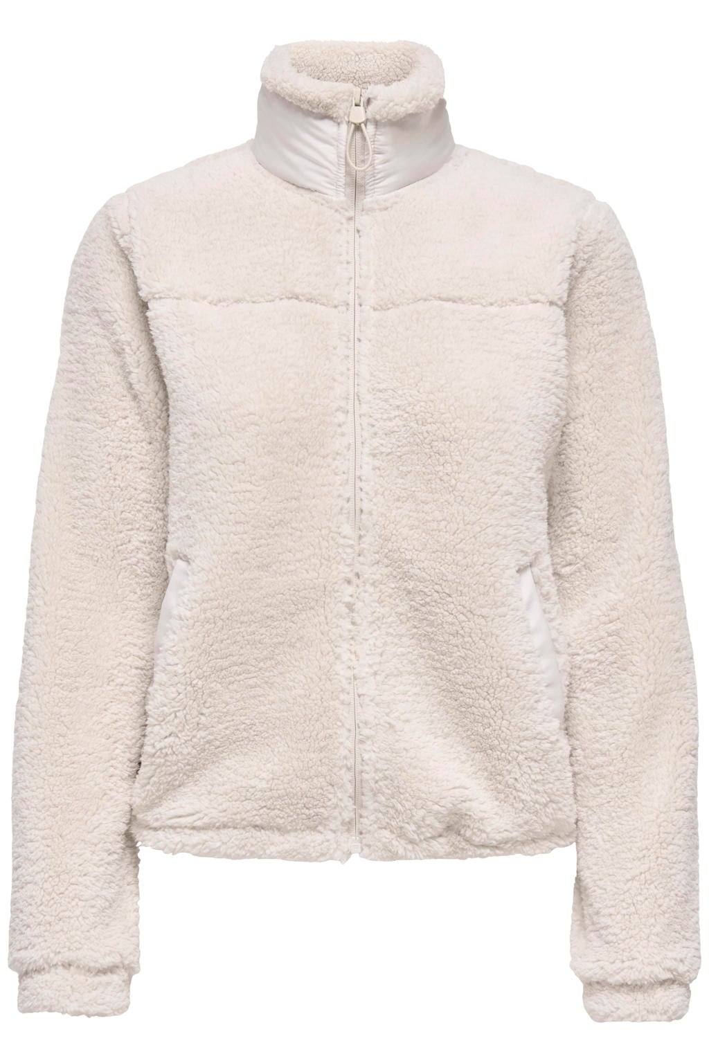 Ecru dames ONLY PLAY CURVY sportjack van polyester met lange mouwen en col