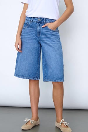wide leg denim jort - mediumblauw denim
