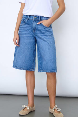 wide leg denim jort - mediumblauw denim