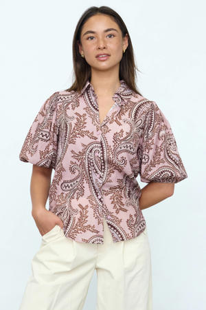 viscose blouse met paisley - lichtroze