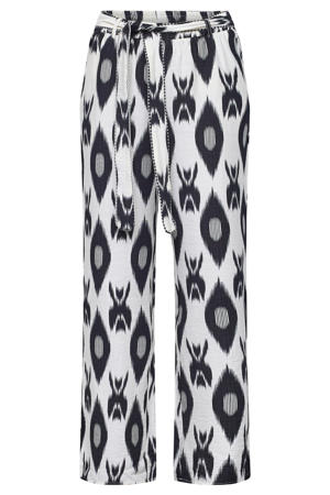 loose fit broek met ceintuur en print - ecru