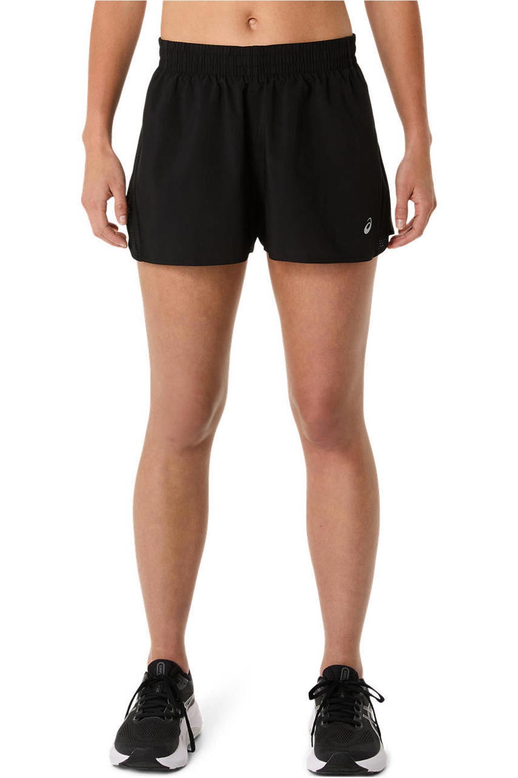 Zwarte dames Core split hardloopshort van polyester met elastische tailleband met koord en effen