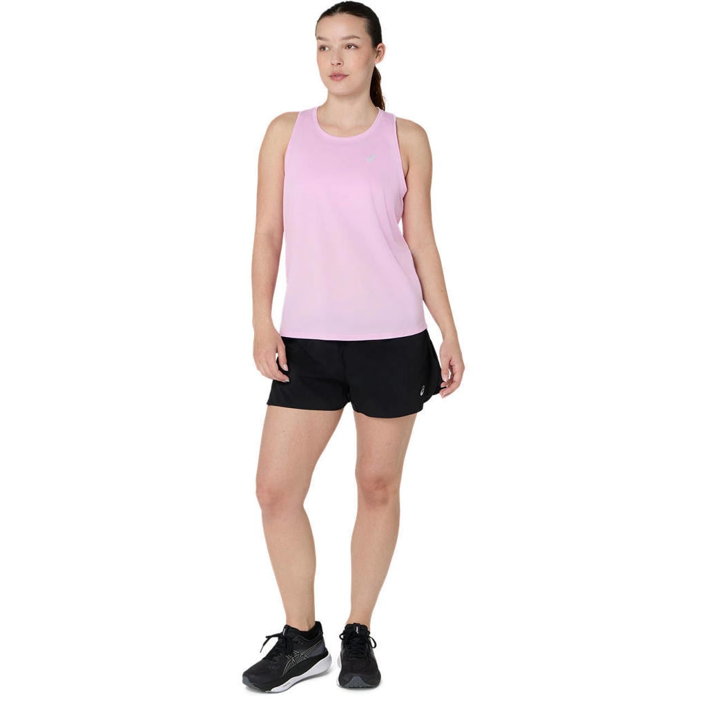 Lilakleurige dames Core hardlooptop van polyester met effen en ronde hals