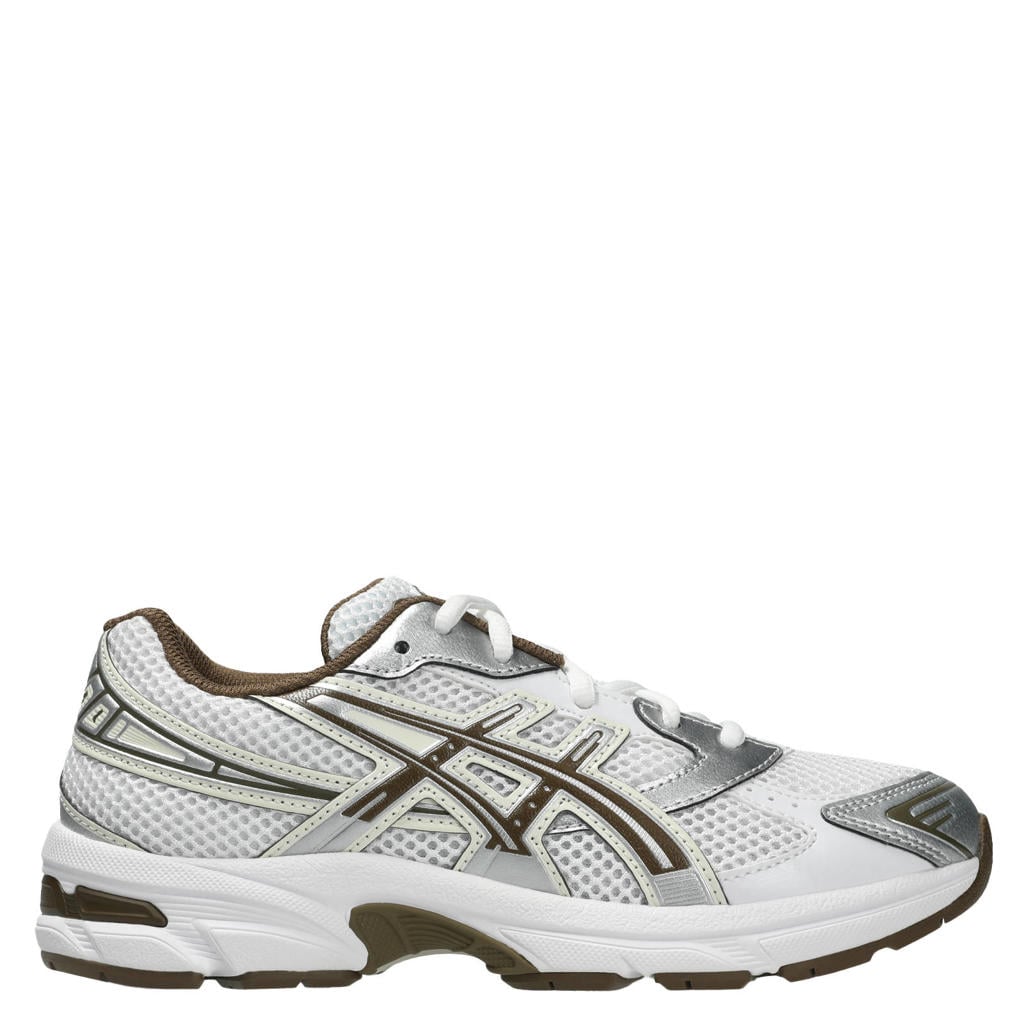 Wit, bruin en zilverkleurige jongens en meisjes ASICS Gel-1130 sneakers van mesh/pu/voering: mesh/voetbed: eva met veters