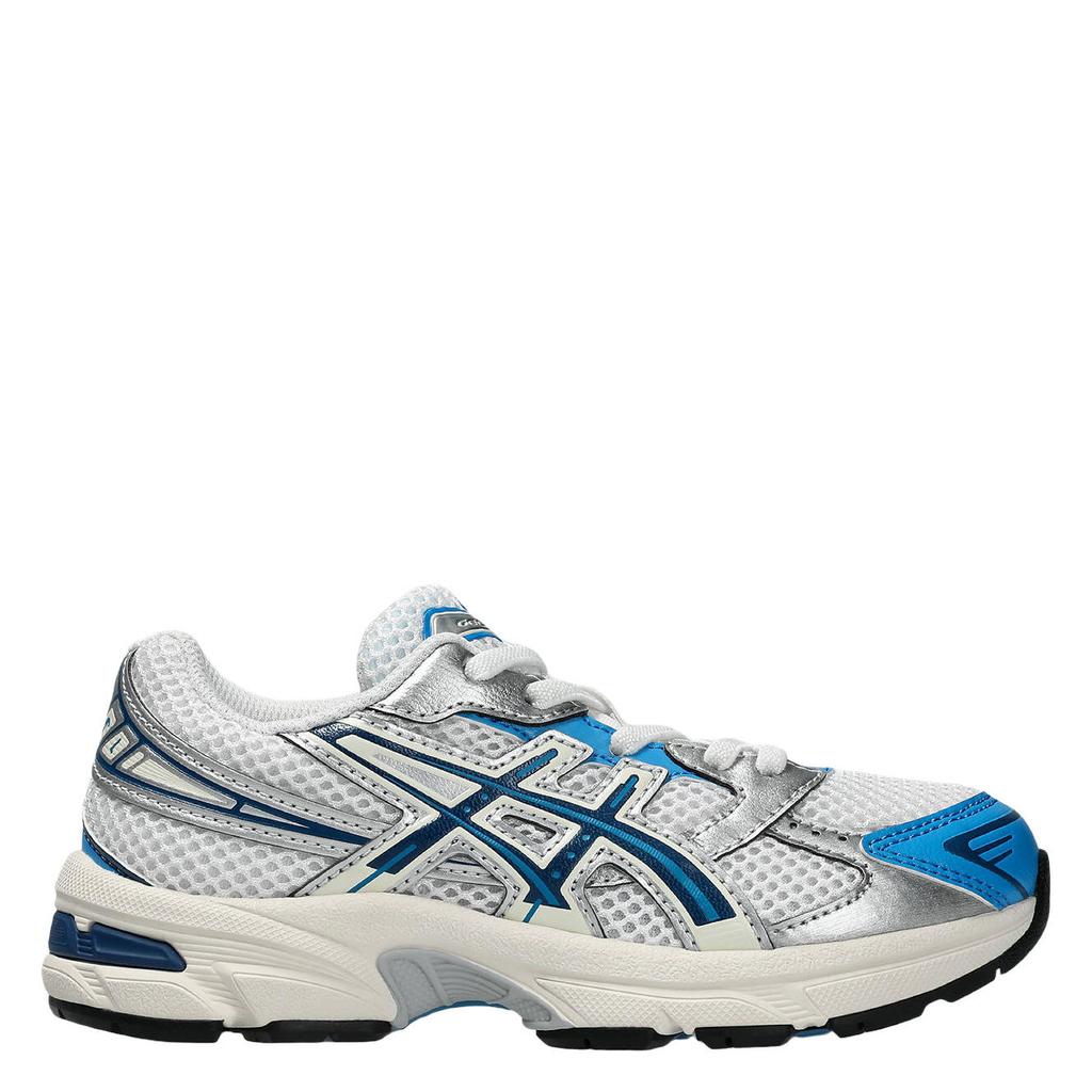 Wit, blauw en zilverkleurige jongens en meisjes ASICS Gel-1130 sneakers van mesh-pu/voering: mesh/voetbed: eva met veters