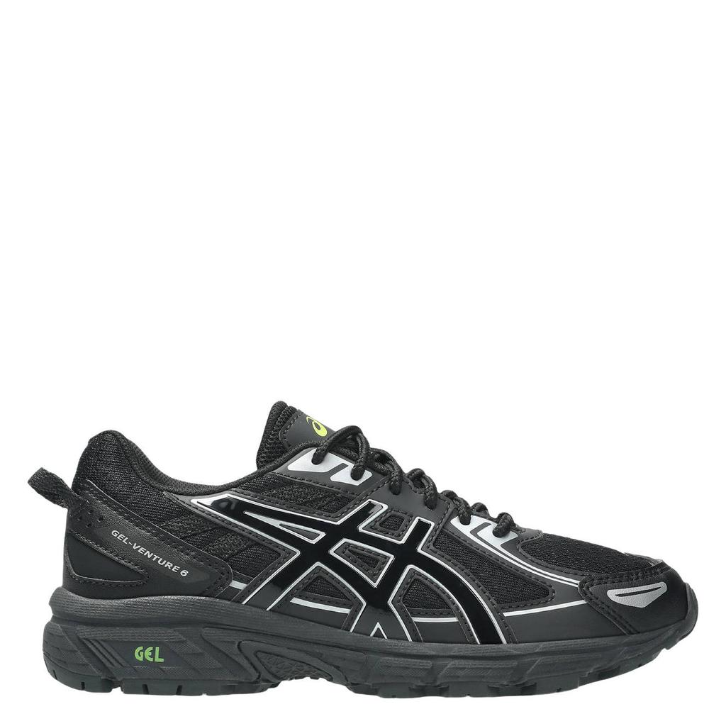 Zwart en zilverkleurige jongens en meisjes ASICS Gel-Venture 6 sneakers - grijs van textiel met pu met veters