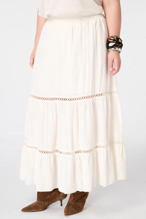viscose broderie maxi rok Plus Size - ecru