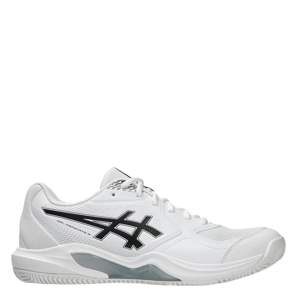 Wit en zwarte heren ASICS Gel-Dedicate 9 Clay tennisschoenen - van imitatieleer/voering: mesh/voetbed: eva met veters