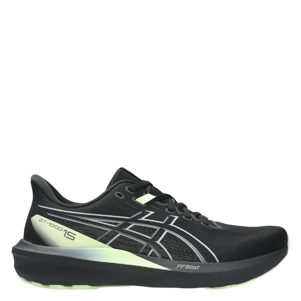 Zwart en gele heren ASICS GT-1000 15 mesh hardloopschoenen - met elastische veters