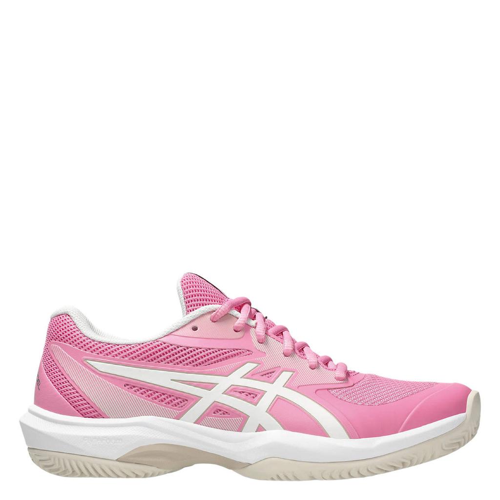 Roze en witte dames ASICS Game FF padelschoenen van mesh-pu/voering: mesh/voetbed: eva met veters