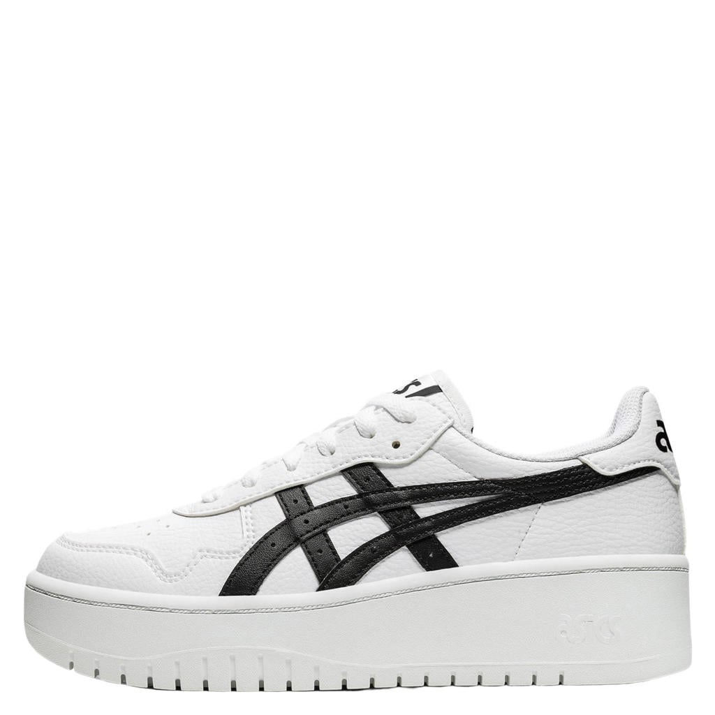 Wit en zwarte dames ASICS Japan S imitatieleren sneakers met plateauzool - van pu/voering: mesh/voetbed: eva