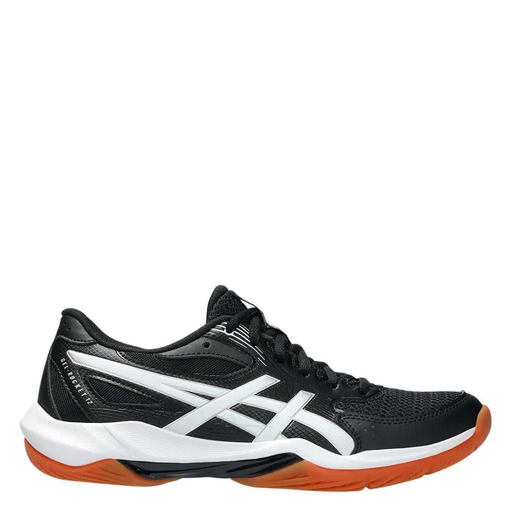 Zwart en witte dames ASICS Gel-Rocket 12 mesh sportschoenen - van mesh-pu/voering: mesh/voetbed: eva met veters