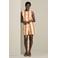 LOLALIZA straight fit casual gestreepte short - camel