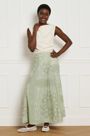 midirok met paisley - lichtgroen