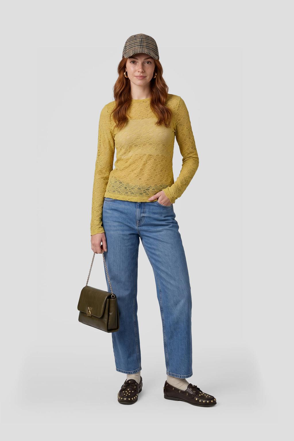 Anytime kanten top khaki