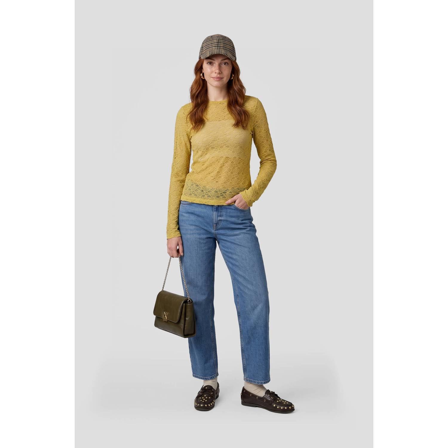 Anytime kanten top khaki