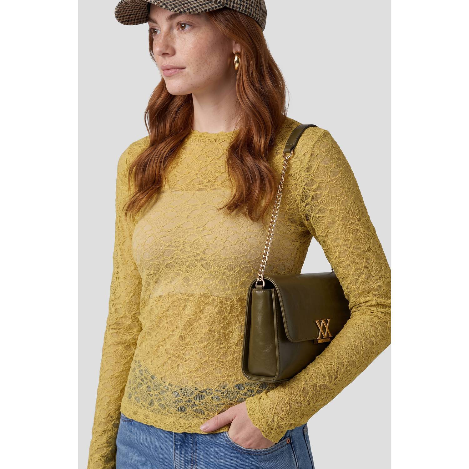 Anytime kanten top khaki