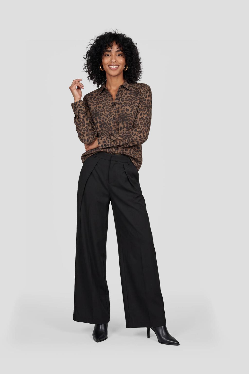 Ruby wide leg broek met plooidetail zwart