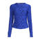Anytime semi-transparante top met textuur blauw