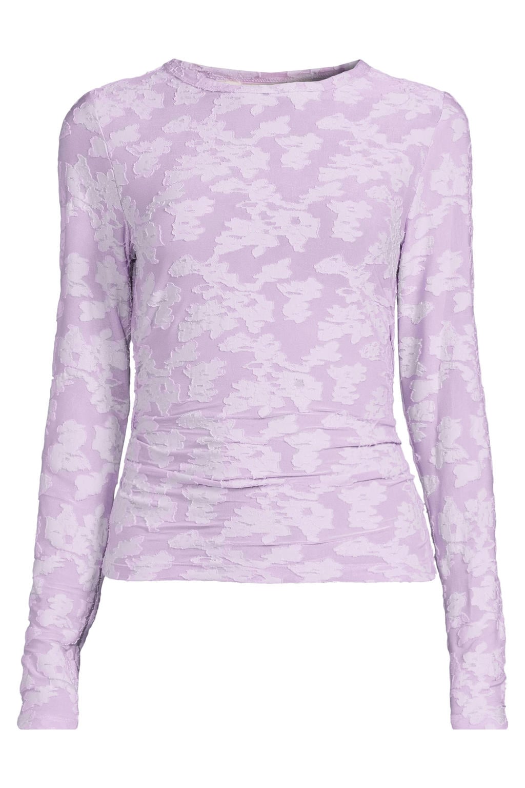 Anytime semi-transparante top met textuur lila
