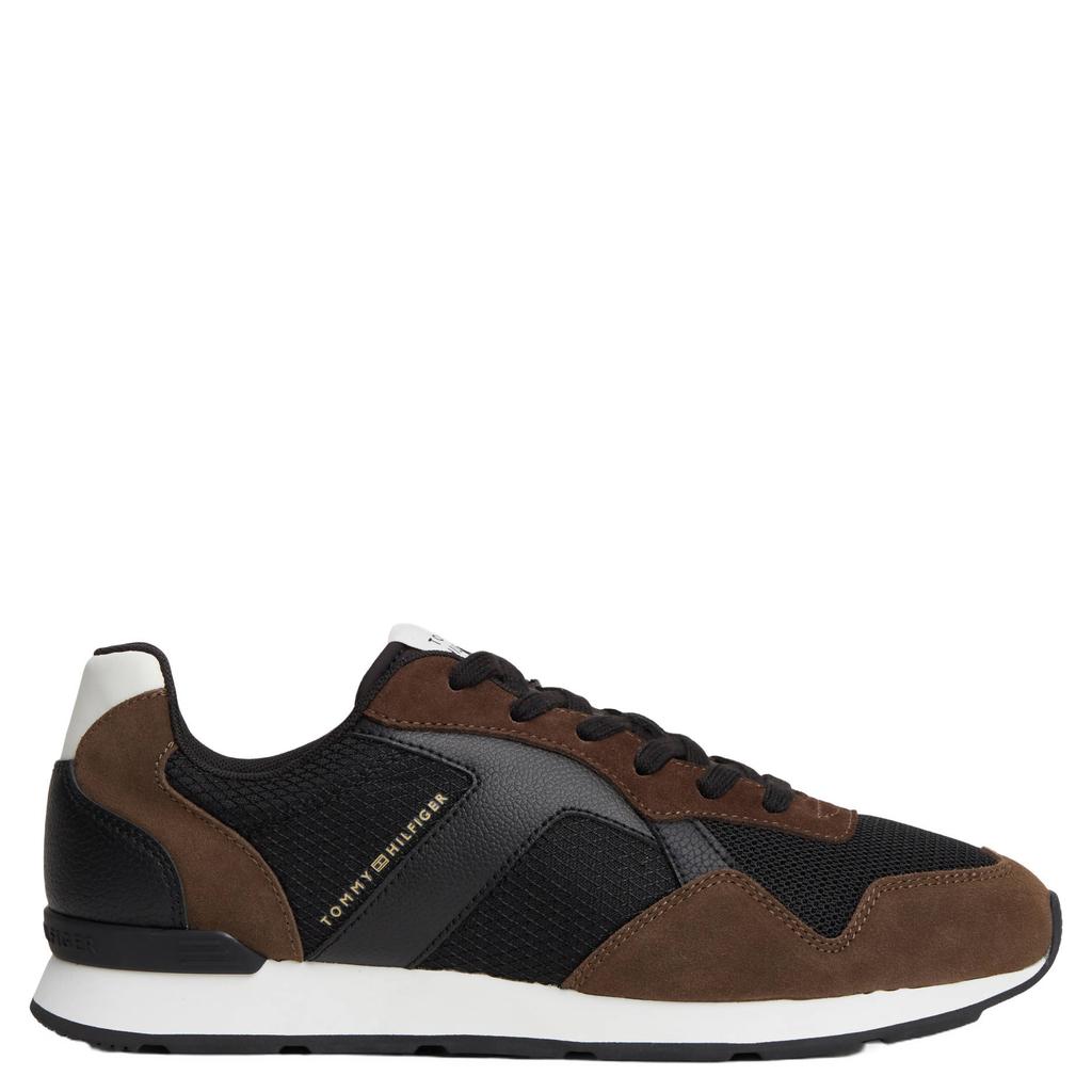 Bruine heren Tommy Hilfiger sneakers - van polyester met veters