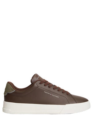 leren sneakers - donkerbruin/groen
