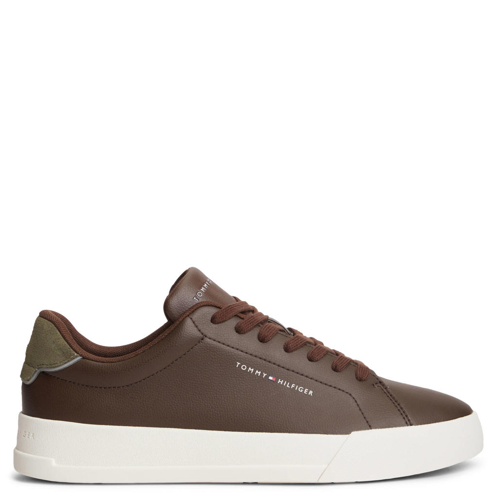 Tommy Hilfiger leren sneakers - donkerbruin/groen