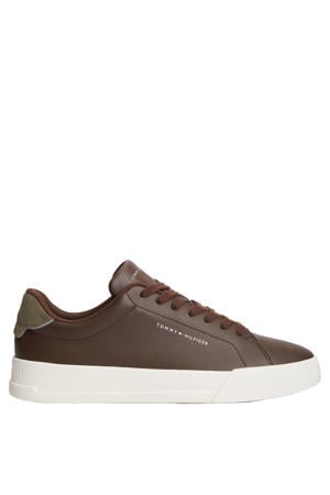leren sneakers - donkerbruin/groen