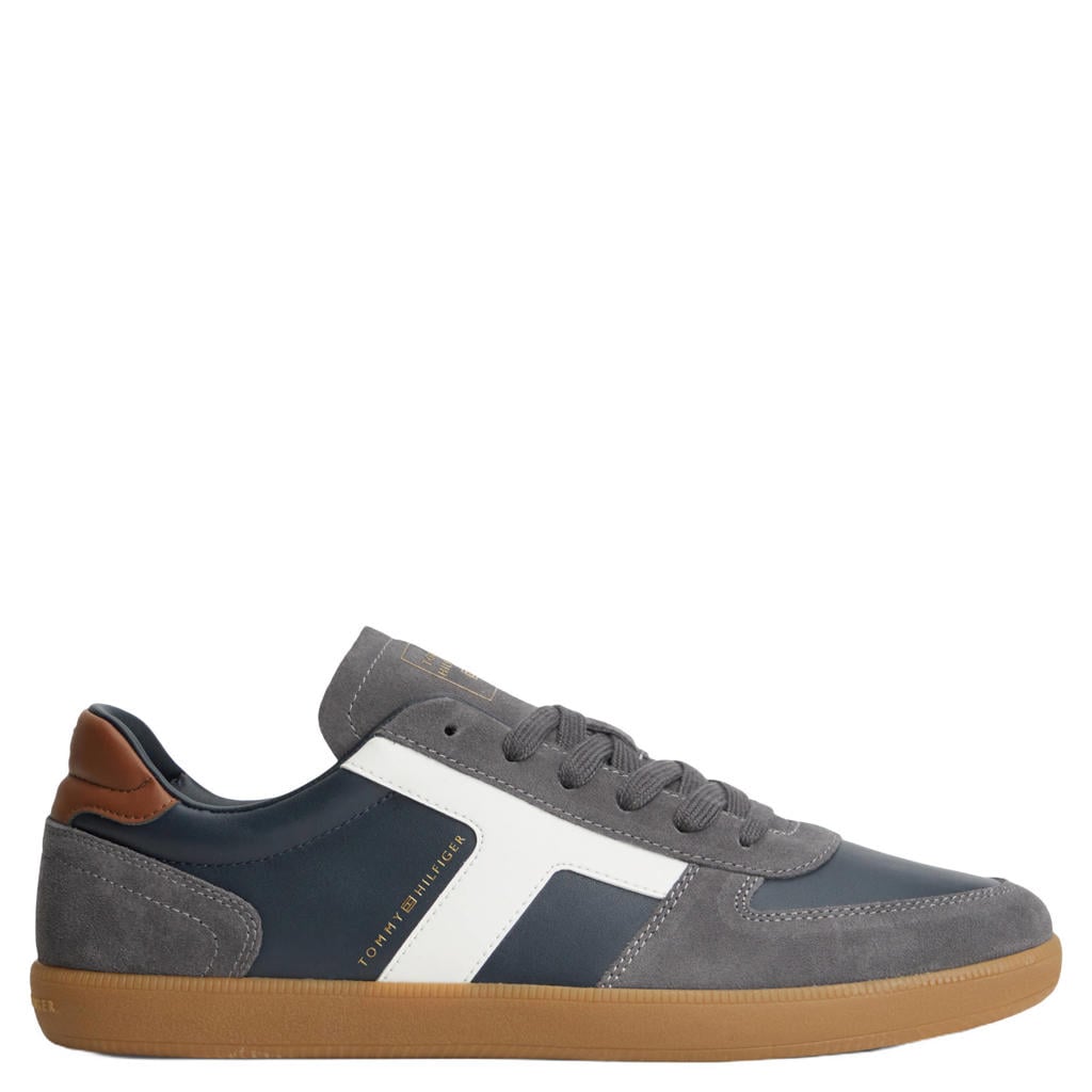 Blauwe heren Tommy Hilfiger leren sneakers - met veters