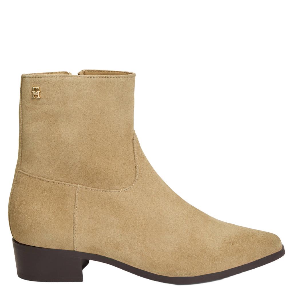 Beige dames Tommy Hilfiger suède enkellaarsen - met ritssluiting
