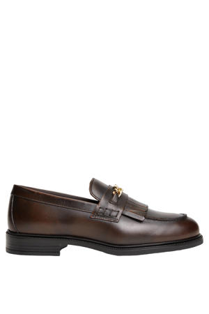 leren loafers met franjes - bruin