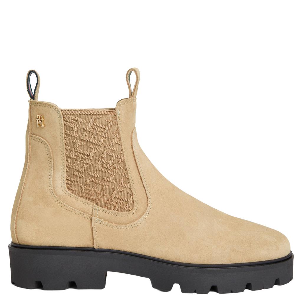 Tommy Hilfiger suède chelsea boots met profielzool - beige