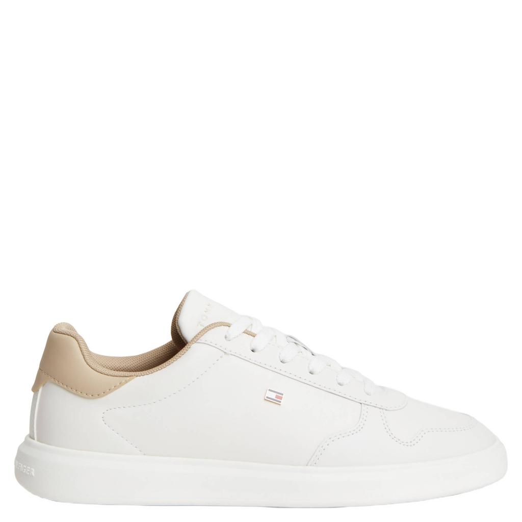 Wit en beige dames Tommy Hilfiger leren sneakers - met veters