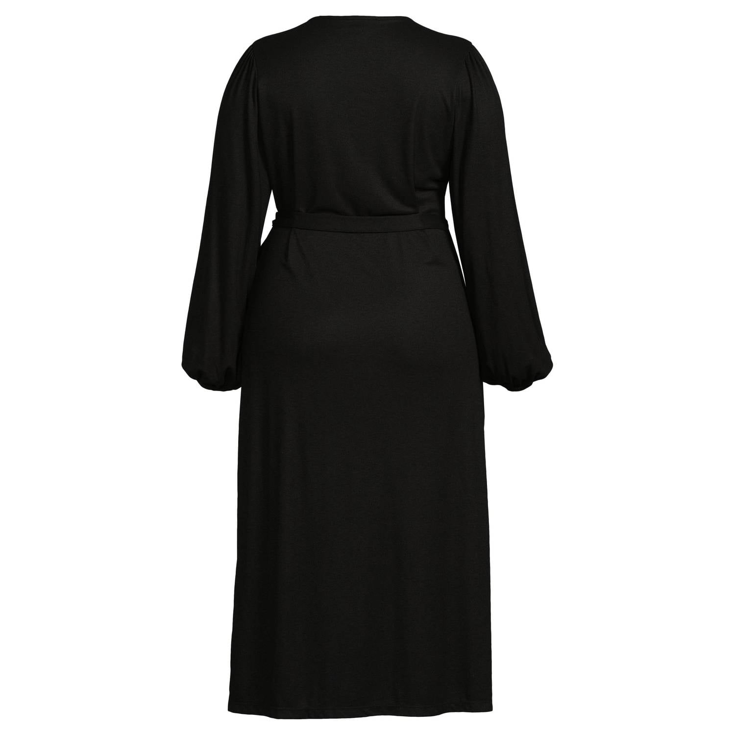 GREAT LOOKS midi overslagjurk zwart