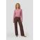 Anytime top met geflockt stippenpatroon mauve
