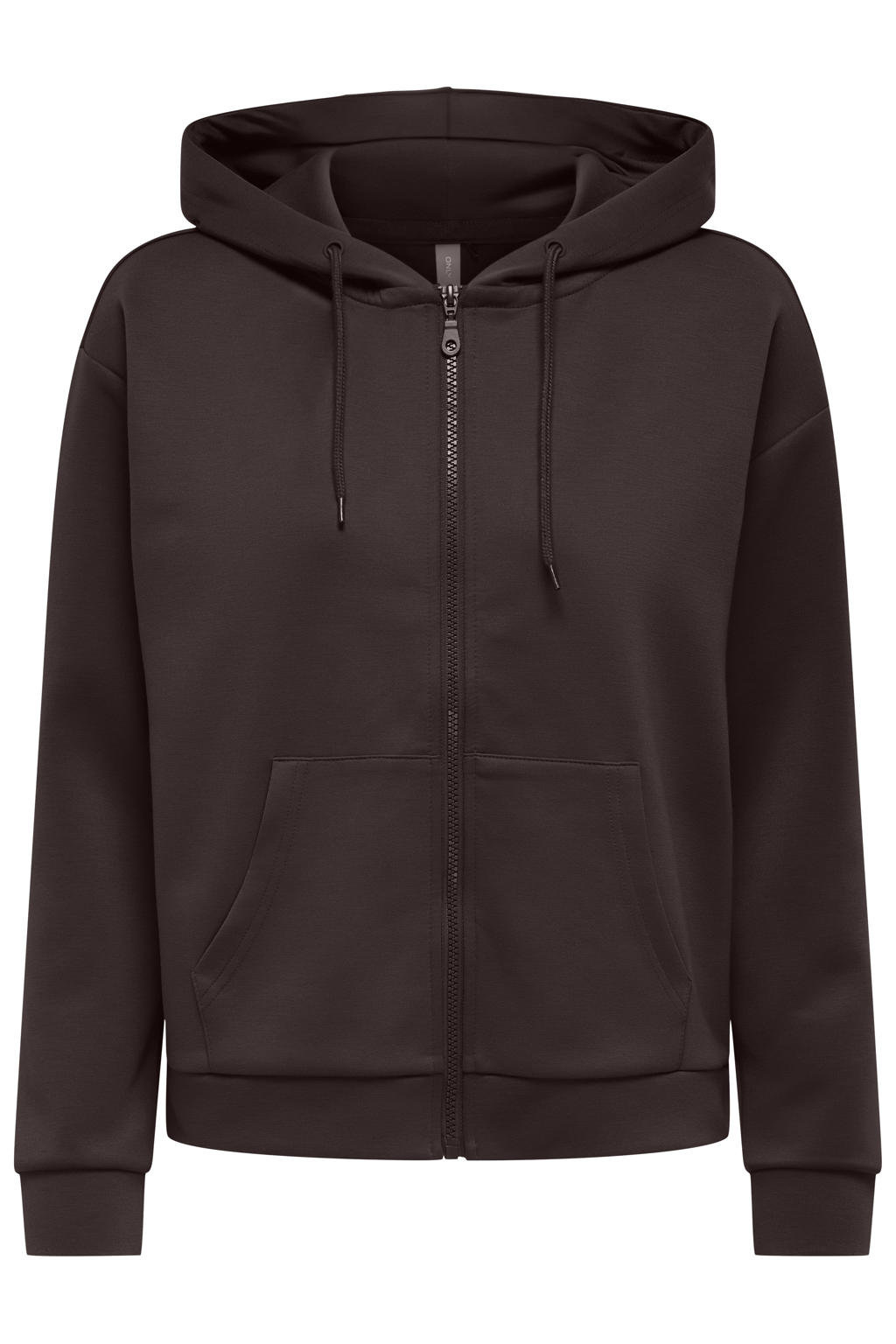 Bruine dames ONLY PLAY sportvest van polyester met lange mouwen, capuchon en ritssluiting