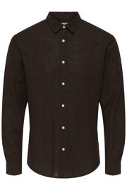 thumbnail: ONLY & SONS slim casual overhemd met linnen bruin