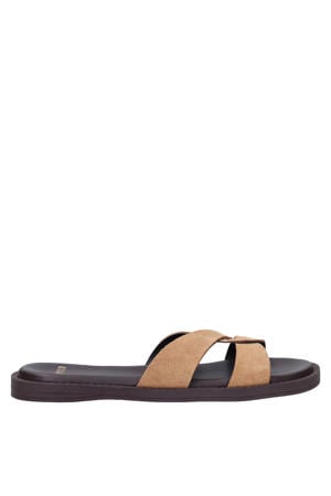 suède slippers bruin