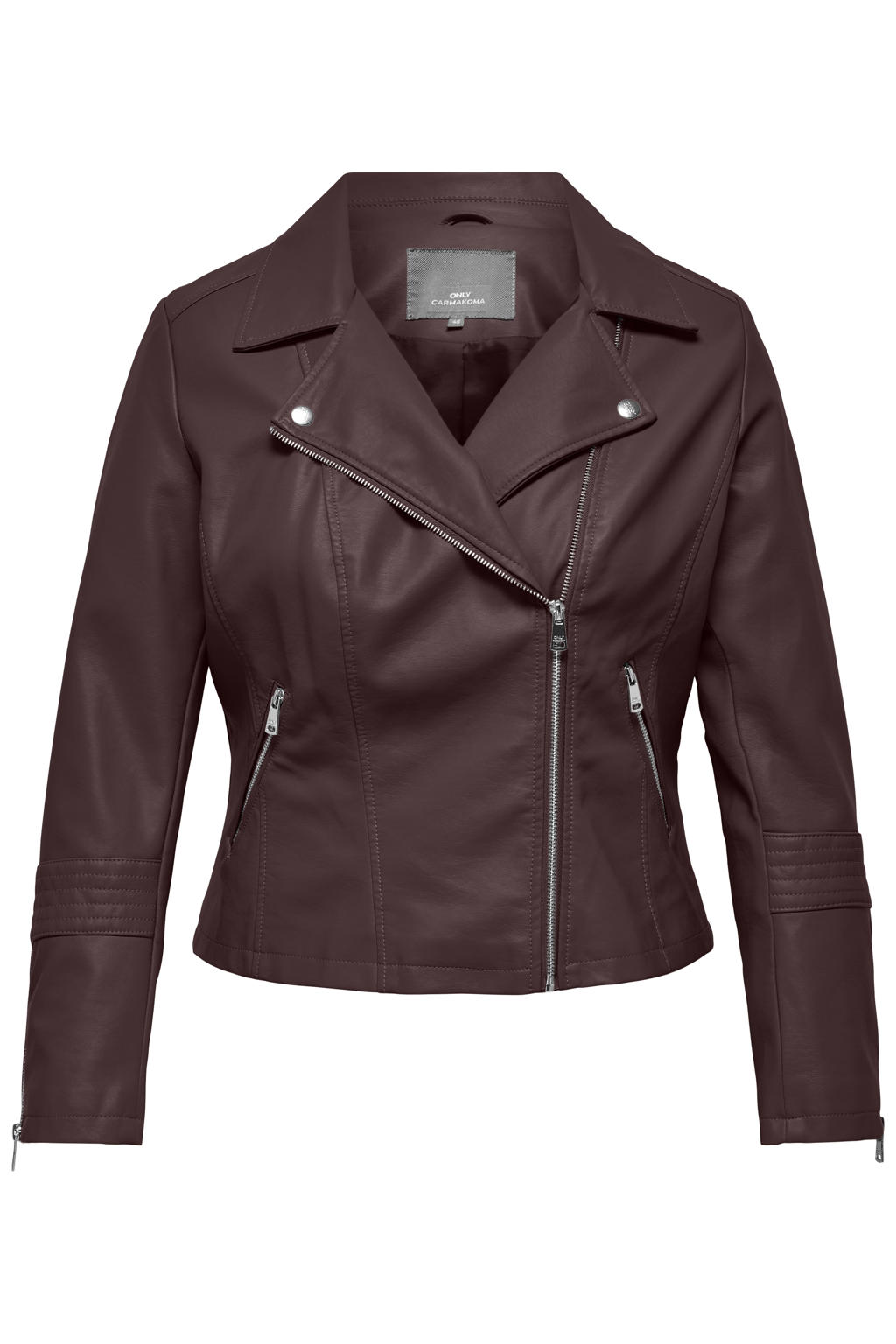 ONLY CARMAKOMA imitatieleer jas Plus Size - donkerrood