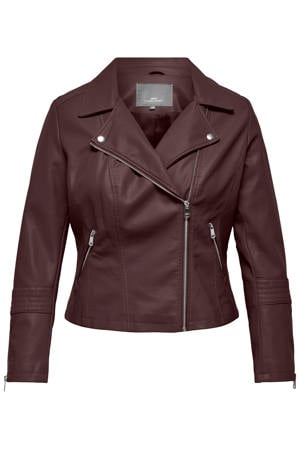 imitatieleer jas Plus Size - donkerrood