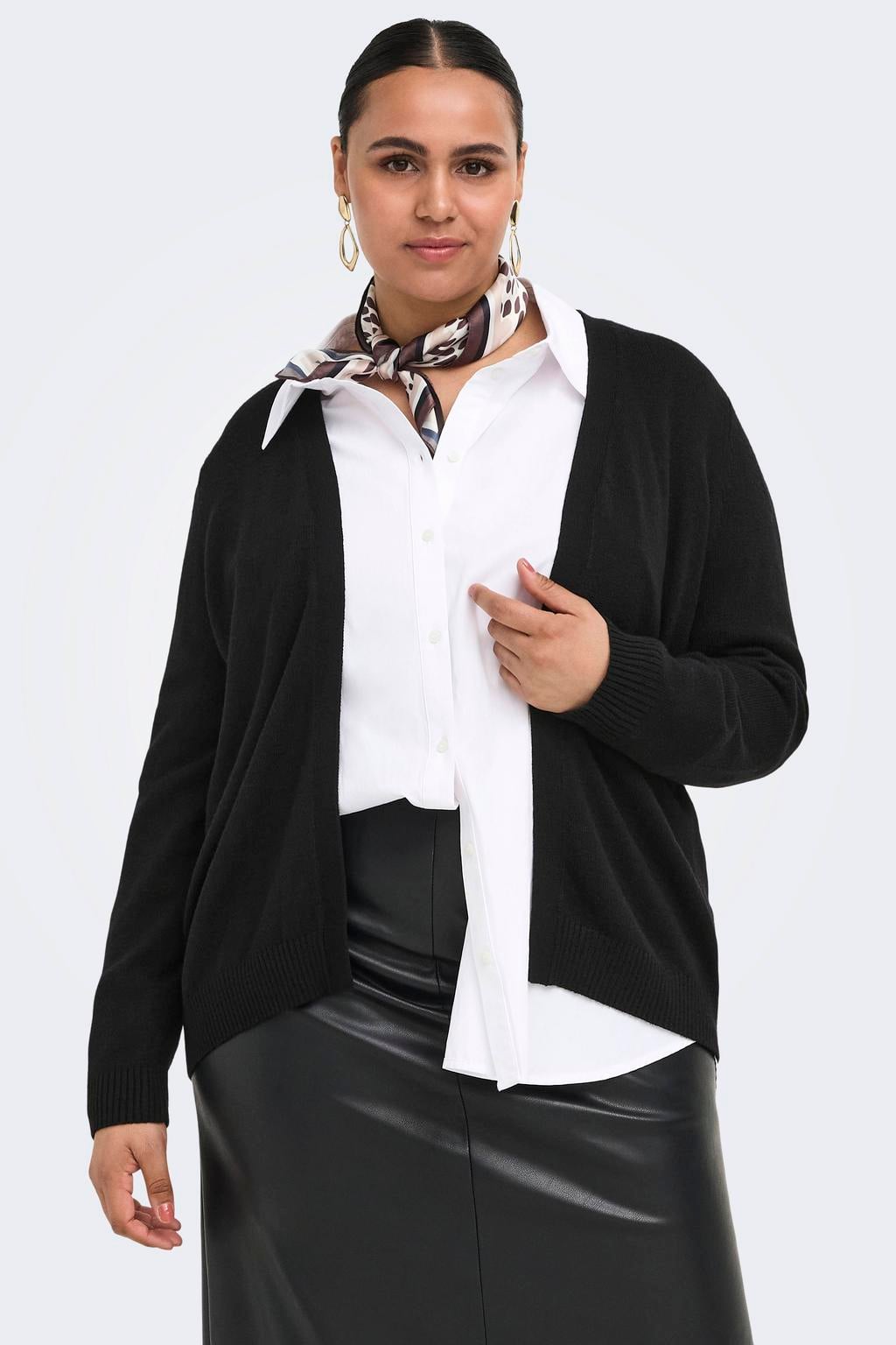 ONLY CARMAKOMA Plus Size gemêleerd gebreid vest - zwart